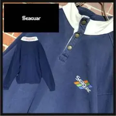 【レア】seaguar★シーガー★刺繍ロゴ★ハーフスナップ★スウェット★釣り★L