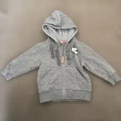 グレー フリル付き ジップアップパーカー 80cm