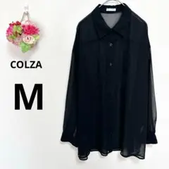 a3229 コルザ　レディース　長袖　シアーブラウス　ブラック　カジュアル　M