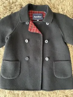 Familiar ファミリア　ネイビー ダブル　ウールコート familiar - ファミリア ネイビー ウールダッフルコート 110の