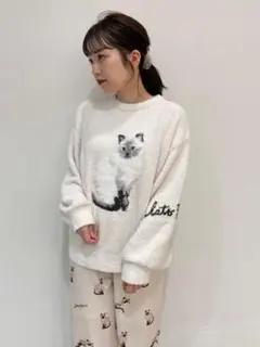 【美品】gelato pique　ジェラート ピケ　ネコジャガードプルオーバー
