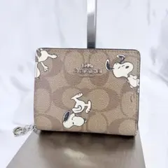 カード保存袋付き未使用コーチCOACH 二つ折り財布 シグネチャー 猫柄