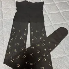 タイツ　柄あり　透け感　ブラック