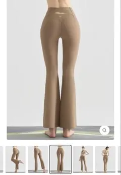 YOMOMENT バック交差フレアレギンス ヨガパンツ M カラー/タン