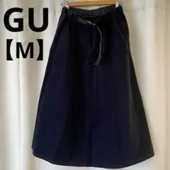 GU コーデュロイ ロングスカート【M】ネイビー