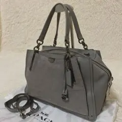 COACH コーチ　グレー トートバッグ　2WAY 本革　レザー　A4可　大容量