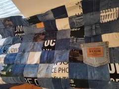 No.1320ハンドメイド★ブランケット★デニムリメイク★パッチワーク