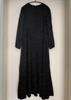 ヌキテパ ドット ロングワンピース ティアード コットン Vネック 匿名