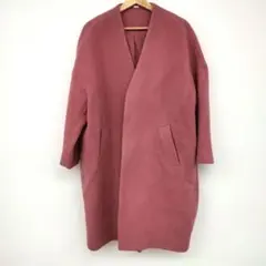 ▢Mila Owenピンク ロングコート フリース風