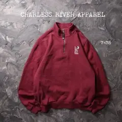 CHARLES RIVER APPAREL トレーナー　ハーフジップ　刺繍　音符