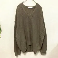 AMERICAN HOLIC オリーブ Vネックニット ゆったり M
