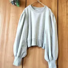 ☘️【アルモニア】パフスリーブ クロップド スウェット トレーナー 長袖