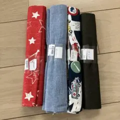 生地セット（赤・青・車柄・濃茶色）