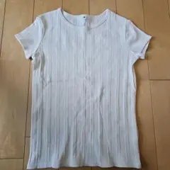 UNIQLO リブクルーネックTシャツ ホワイト 150cmのサムネイル