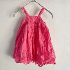 babyGap ピンク ノースリーブワンピース 90cm アイレット刺繍