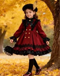 ガールズドレス ロリータワンピース ワインレッド