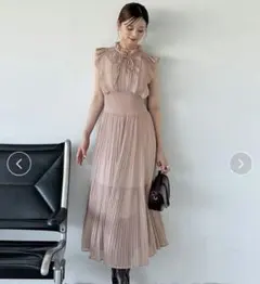 snidel Sustainableシアープリーツウエストワンピース 0