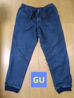 GU　裏起毛パンツ　Lサイズ　ネイビー