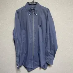 希少　ラルフローレン　ジップアップ　シャツ　長袖　ネイビー　ブルー　XL