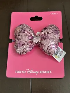 ディズニー　デイジー　スパンコール　リボンヘアゴム