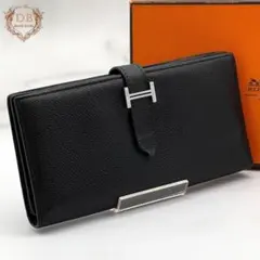 HERMES 二つ折り 長財布 ベアン スフレ ブラック✖️オレンジバイ
