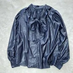 green label relaxing　シャツ　ブラウス　ボウタイ　紺　長袖