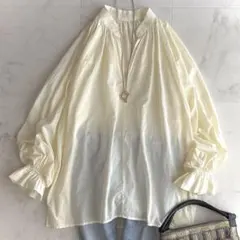 BEARDSLEY コットン100% バックドレープブラウス イエローのサムネイル