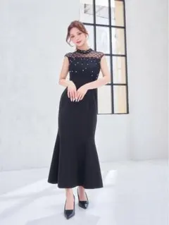エルケイ♡ 総レース Vネック七分袖 ミディアムドレス ワンピース