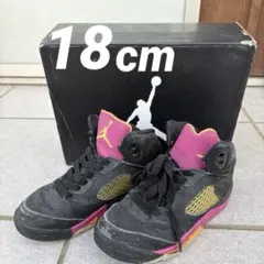 ナイキ エアジョーダン 5 キッズ スニーカー 18cm 黒 ブラック nike