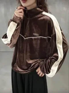 ハイネックジャンパー　ブラウン　ジャージ　レディース　Lサイズ