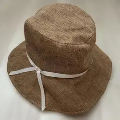 【新品タグ付　訳あり】ブラウン リネン風 バケットハット