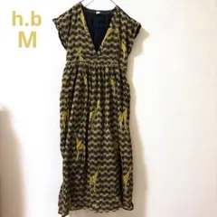 h.b. Vネック 動物柄　キリン　ノースリーブ　ワンピース　春物　a404
