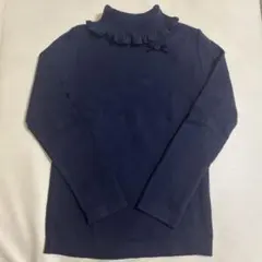 【美品】familiar ネイビー フリル付きタートルネックセーター 110cm