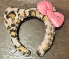 ヒョウ柄ファー ピンクリボン キティ カチューシャユニバUSJ