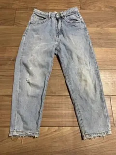 ダメージ加工 ライトブルー ロングパンツ 122