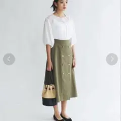 エメルリファインズ メタルボタンフレアスカート カーキ S ユナイテッドアローズ