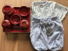 お食い初めセット(男の子用食器＆衣装70サイズ)