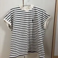 USPA ボーダー 半袖 Tシャツ モックネック
