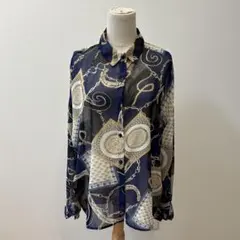 SUREVE チェーン柄シアーシャツ　ブルー系　Mのサムネイル