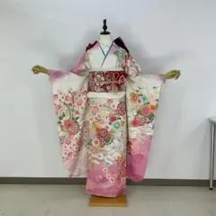 【美品　正絹お振袖　7点フルセット　水色　LL～トールサイズ】 美品正絹お振袖7点フルセットブルー豪華LLサイズ】