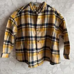 R.L.B 110 厚手ネルシャツ 黄色チェック バンドカラー