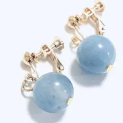 天然 アクアマリン バネ式 イヤリング 12ミリ 大粒 オーダーページ