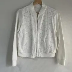 組曲 レース ジップアップ コットンブルゾン ホワイト M