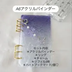 アクリルバインダー♡水流模様A6韓国バインダー貯金savingバタフライパープル