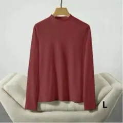 レディース タートルネック 長袖トップス レッド