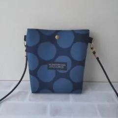 ハンドメイド ちょっとそこまでショルダー ドット ネイビー×ブルー