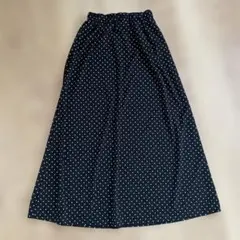 UNIQLO ブラック　ドット　ロングスカート　S