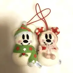 ディズニー ミッキー ミニー クリスマス マスコット雪だるま風オーナメント