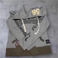 グレー×ブラウン パーカー　BIKE ロゴ入り