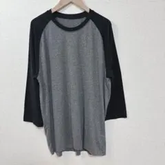ユニクロ　ラグランスリーブ 七分袖 カットソー グレー　【XL】　195780のサムネイル